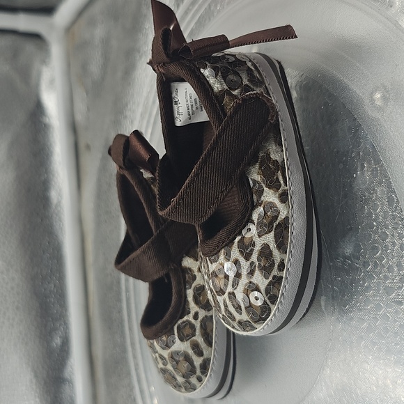 H Newborn 3 To 6 Mos Cheetah Sparkly Cute Mary Janes - Picture 2 of 8